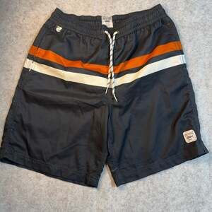 Spicy Tuna Swim Trunks Size Small Black Orange White Striped Boardshorts